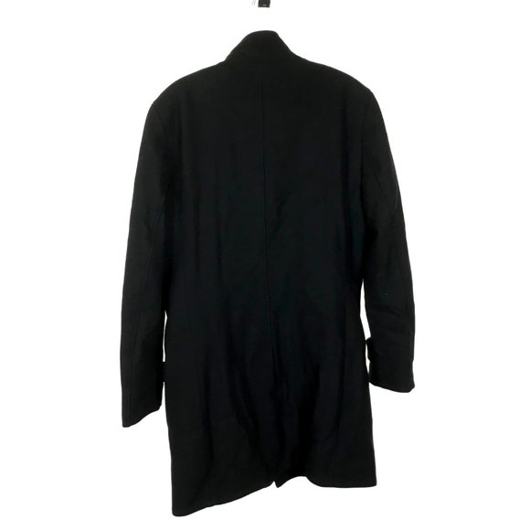 NWT Mens Size Medium ZARA Black Wool Blend Full Zip Pea Coat - Picture 4 of 5